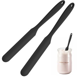 2Pcs Silicone Jar Spatula,9 Inch Jam Spreader for Peanut Butter,Heat-Resistant Food-Grade Jar Blender,Kitchen Spatula for Scraping Icing Bread Cream, Jam (Black)
