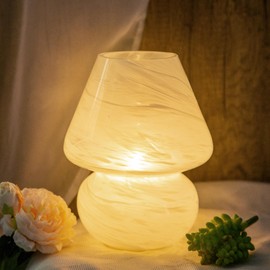 MJ PREMIER Mushroom Lamp, Battery Operated Lamps Timer, Cordless Table Lamp with LED Bulb for Power Light, Decorative Home Decor for Living Room Kitchen Bedroom (Cloud)