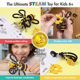 The Off Bits Toy Building Sets: Bee Animal Robot Toy Model Kit for Kids 6+, Mini STEM Toys with Nuts & Bolts, DIY Engineering Kit, STEM Building Toys Gifts for Boys and Girls