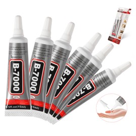 B7000 Glue Clear with Precision Tip, B7000 Glue Clear for Rhinestones B-7000 Glue Clear for Rhinestone Crafts Transparent B7000 Jewelry Glue for Metal and Stone Cell Phones Electronics (6pcs15ML)