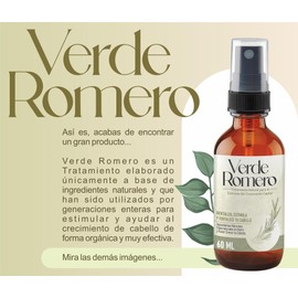 Verde Romero 60ml - Tratamiento de Romero para Crecimiento de Cabello y Reparación de Pelo Dañado - Con Aminobiotina, Extracto de Chile, Aceite de Castor y Multivitamínico - Repara y Nutre desde la Raiz.