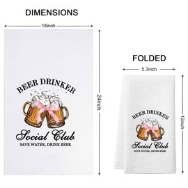 WCGXKO Funny Gift for Beer Drinker Beer Gift Beer Drinker Social Club Kitchen Towel Beer Lover Gift (Drink Beer Towel)