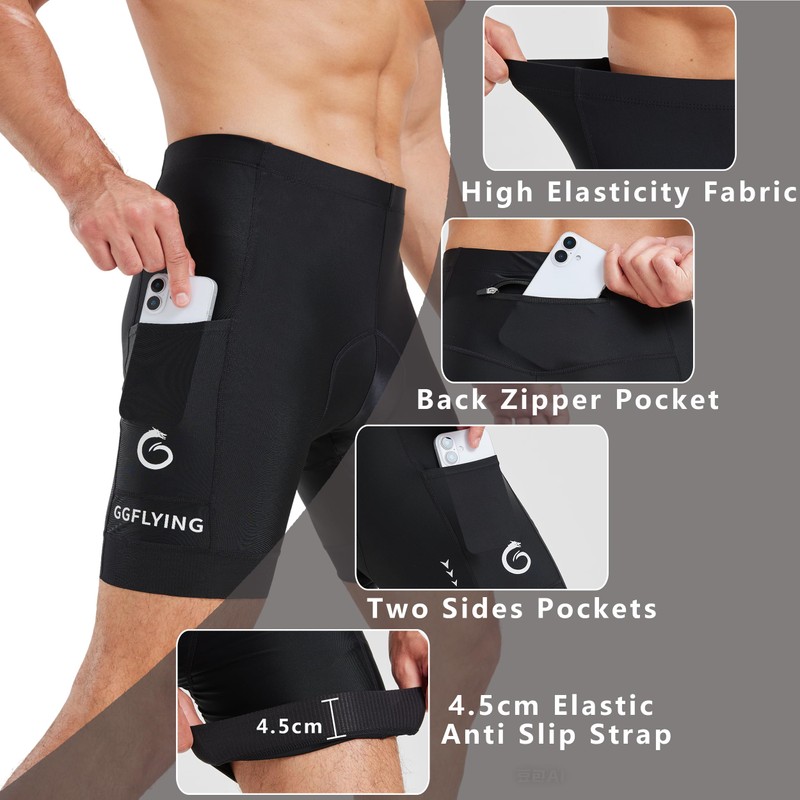 GGFLYING Men's Cycling Shorts 6D Padded Cycling Shorts Breathable Quick