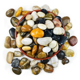 Garrdeen 15LB Natural River Rocks for Plants, 1-2.2'' Mixed Color Decorative Pebbles for Garden Landscaping, Polished River Stone for Outdoor Decor