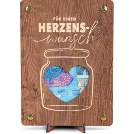 Geschenk zum Geburtstag - XL Geldgeschenk aus Holz inkl. Ständer | Herzenswunsch - Schönes Geschenk für Mama, Herzenswünsche, Geschenk für Herzensmensch, Lieblingsmensch