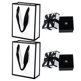 Nwvuop 2Pcs Small Jewellery Gift Box and 2Pcs Bags, 2.0 ×2.0 × 1.2 inches Earring Gift Boxes for Presents Small Gift Boxes with Lids for Rings Earrings(White)