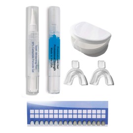 Extra Large Teeth Whitening Pens 4cc (not 2cc) = 40+ uses of 35% carbamide peroxide tooth whitener stain remover gel + 4cc of PreTreatment Gel (= MAX results) tooth shade guide, mouth trays and case.