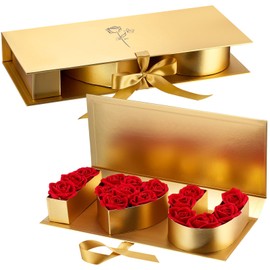Engrowtic 2 Pack I Love You for Flowers Empty Valentine Boxes ''i Love U'' Letter Floral Fillable Box Empty Cardboard Gift Box with Lids for Wedding, Birthday, Valentine Gift Packing(Gold)