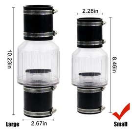 1-1/2 Inch sump pump check valve for Condensate and Sewage Pipes,Silent Check Valve for Backflow Prevention,Loaded Flapper, One-Way Drain Valve,Includes Steel Clamps Fit 1-1/2″ Pipe