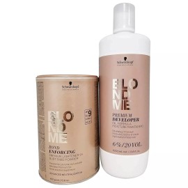 Schwarzkopf BLONDME DUO Set – Premium Lift 9 Lightening Powder & 6% Premium Developer – Professional Hair Bleach & Developer Combo for Controlled, Even Lift – 33.8 oz / 1 Liter Set