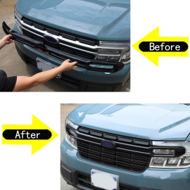 carmotion88 Glossy Black Front Center Grille Trim Accessories Cover For Ford Maverick 2022+