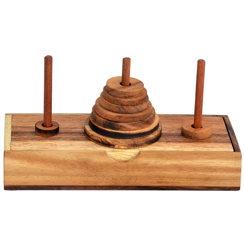 Tower v Hanoi 9 round, puzzle wood concentration game with