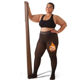 Klara Faire Fleece Lined Tights for Women | Warm Fleece Lined Leggings for Winter Clothing | Fake Translucent Pantyhose | Thermal Tights for Women | Tights with Fleece Lining for Brown Girls (Medium)