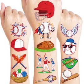 60 PCS Baseball Sports Pre-Cut Temporary Tattoos for Kids | Super Cute Baseball Themed Birthday Party Favors, Supplies, Decorations, Fake Tattoo Stickers, School Rewards & Gifts Boys & Girls, Carnival