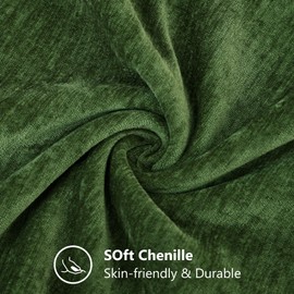 decorUhome Chenille Moss Green Fall Throw Pillow Covers 18x18 Inch Set of 2, Decorative Soft Couch Pillow Covers Solid Dyed Accent Farmhouse Neutral Square Pillow Cases for Sofa Bed Living Room