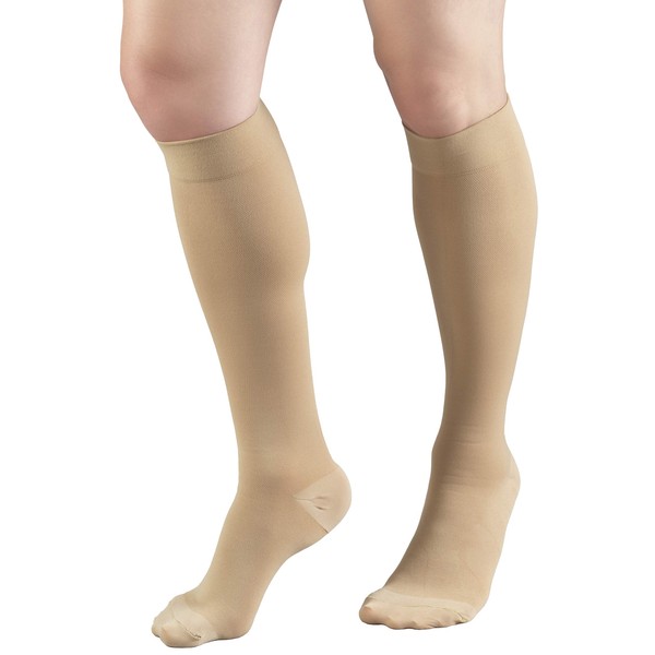 Truform HMNA 9808 Compression Stockings, Regular 15-20 mmHg, Below Knee BK, Men or Women, Closed Toe, Beige, 4X-Large