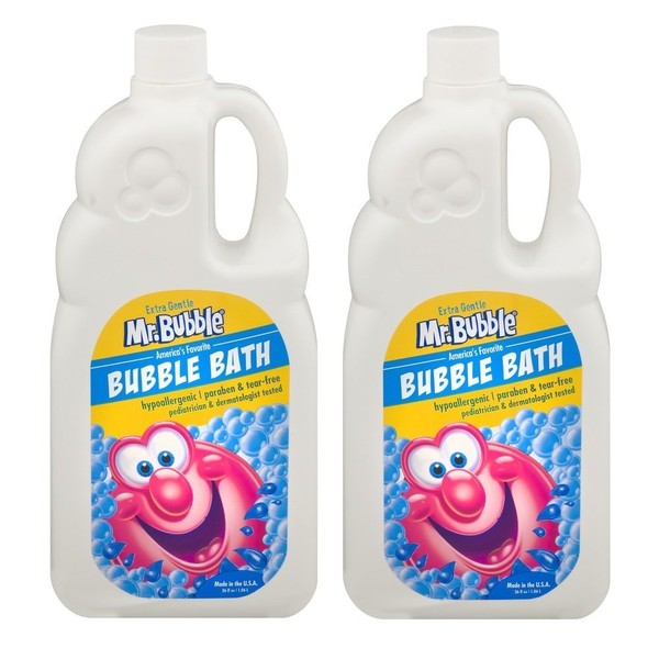 Mr. Bubble Extra Gentle Bubble Bath - Hypoallergenic, Tear Free Bubble Bath Solution Perfect for Sensitive Skin (Pack of 2 Bottles, 36 fl oz Each)