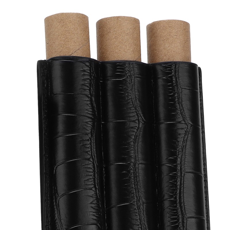 Cigar Case Portable Black Large Capacity PU Leather Caiman Pattern