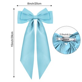 Nydotd 8pcs Large Satin Hair Bows for Women Girls Big Silky Layered Hair Bows Clips Oversized Long Tail Bow Hair Clips French Style Large Hair Ribbon Barrettes Metal Clips Bowknot Hair Accessories