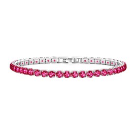 Seleneva Birthstone Tennis Bracelets for Women Girls Silver Dainty Link Bracelet Birthstone Jewellery Birthday Gifts for Mum Wife Girlfriend Daughter Sister Nieces Friends Colleague Anniversary (jul)