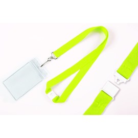 CANWELUX 12 Pack Bright Neon Yellow Green Lanyard with Thick ID Badges Holder, Neon Breakaway Lanyard for ID Badges, Neck Straps for Adult, School, Work (Neon Yellow Green,12Pack)