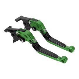 Partuto Short Long Brake Clutch Lever for Kawasaki ZX7R/ZX7RR 1989-2003 Adjustable Motorcycle Handlebar Brake Lever Aluminum Alloy Green Head Black Handle