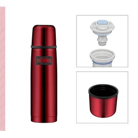 Thermos Light & Compact Beverage Bottle, 0.50 L, Cranberry Red, Insulated Thermos Flask, Stainless Steel, Drinking Cup, 12 Hours Hot/24 Hours Cold, Dishwasher-Safe, Completely Leak-Proof, BPA-Free