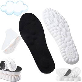 4D Insoles - 4D Cloud Technology Insole - Super Soft, Ultra Comfort Insoles, 4D Sports Shoes Insoles, Acupoint Massage Insole for Foot & Joint Support (10-11, Black)