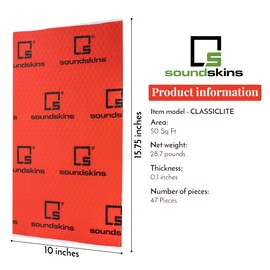 Soundskins 50 Mil Car Sound Deadening Mat 50 Sq Ft Kit - Butyl and Foil Automotive Sound Dampener - Reduce Vibrations, Insulate Heat, and Minimize Resonance