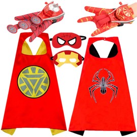 OZXVXZO Hero Web Shooter, Hero Launcher Gloves Wrist Toys Cape Mask Cloaks Set Party Costumes Cloak Coat Hero Cosplay Glove Toys Masquerade Cartoon Theme Dressing Up Party Supplies for Kids