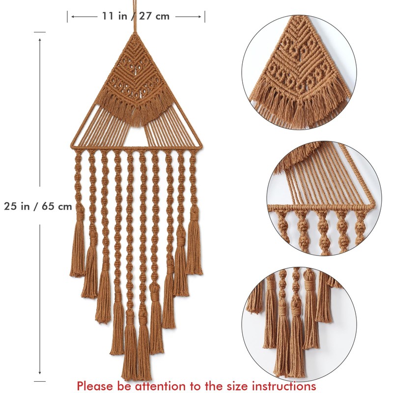 LOMOHOO Macrame Woven Wall Hanging Dream Catcher Triangle Tassel Geometric