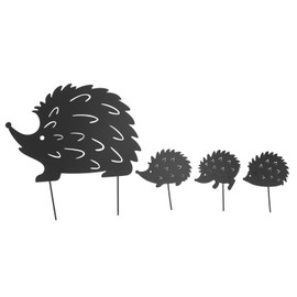 4Pcs Metal Hedgehog Decorative Garden Stakes Cute Animal Hollow Design Patio Cute Iron Art Hedgehog Decoration for Garden