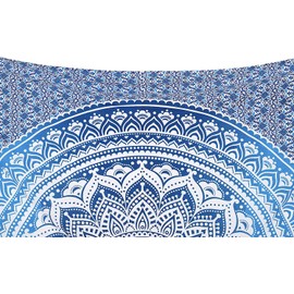 Popular Handicrafts Tapestry Wall Hanging Hippie Ombre Mandala Bohemian Hippy Psychedelic Design Indian Tapestries Bedspread 30 x 40 Inches (76 x 101 cms), Blue