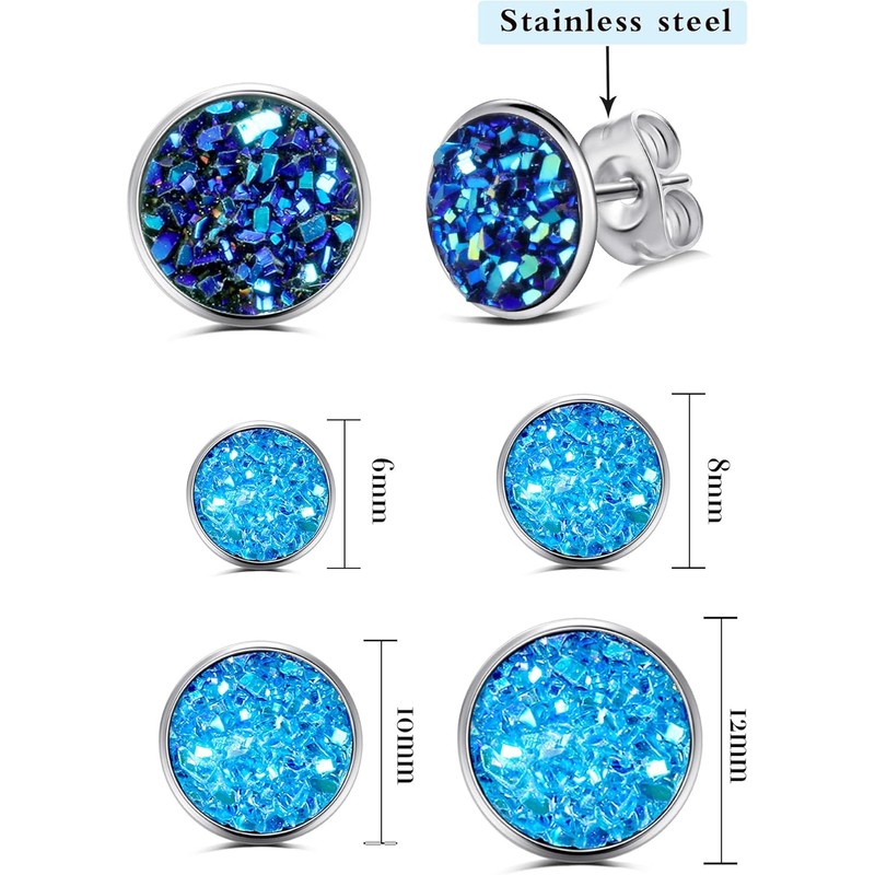 Juego de 20 pares de arete redondos de acero inoxidable,