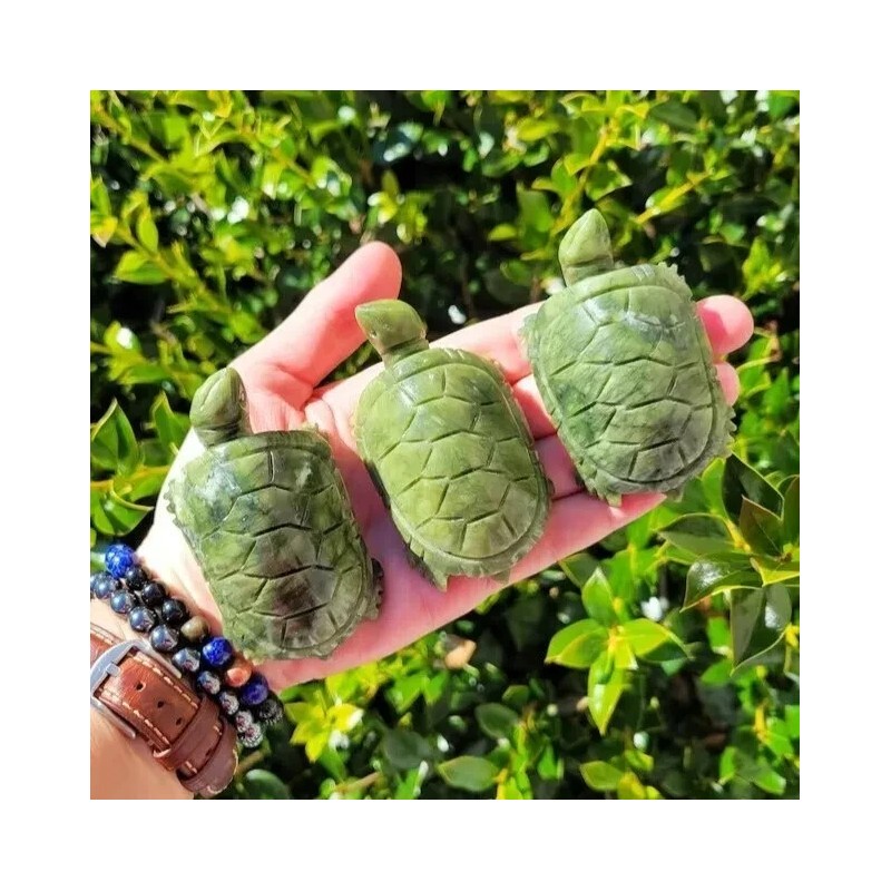 Natural Green Jade Turtle Crystal Carving Healing Gemstone Sculpture 8cm
