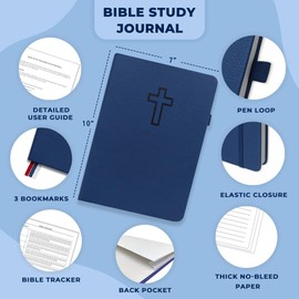 JOTFLY Bible Study Journal - Church Notes Notebook for Note Taking & Reflection - Guided Bible Study Notebook - Faith-Based Religious Gifts & Bible Study Supplies (Mystic Blue)
