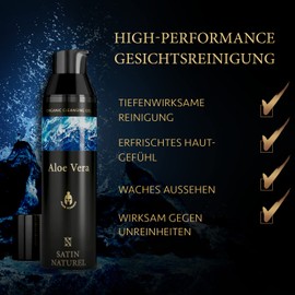 Organic Facial Cleansing for Men with Aloe Vera for Intensive and Delicate Cleansing - Against Pimples, Pores & Blackheads - Pore Cleanser Face 75 ml - Vegan Face Care - Skincare Satin Naturel