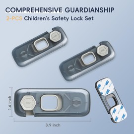 Blissleaf 2 Pack Child Proof Refrigerator Lock, Fridge Locks for Kids with Sticky Adhesive Pads, Child Safety Locks for Doors, RV Refrigerator, Oven Lock Child Safety Baby Cabinet Locks(Clear-Blue)