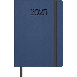 Dohe - 2025 Diary Day to Page A5 (14 x 20 cm) 12 Months January to December Flexible PU Leather Cover Planner in Spanish Office Supplies - Manhattan Blue