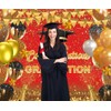 DASHAN Graduation Backdrop Red and Gold Congratulations Bachelor Cap Congrats