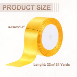 PATIKIL 1.5 Inches x 24 Yards Satin Ribbon Roll, Gift Wrapping Ribbon for Cutting Ceremony Kit Grand Opening Car Bow Chair Sash DIY Sewing Craft Wedding Party Decoration, Golden Yellow
