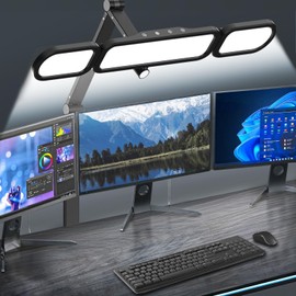 LED Desk Lamp with Clamp,Adjustable Swing Arm Desk Lamps for Home Office,Dimmable Tempering Eye Care Desk Light Bright Modern Led Table Lamp for Nail Tech Architect,Flexible Tall Task Table Light