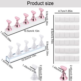 WeddHuis Set of 2 Acrylic Nails Art Practice Stand Magnetic Nail Tips Holder Training Fingernail Display Stand for Nail Tips Practice False Nail Manicure Tool (White and Rose Gold)