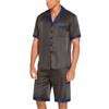 Ekouaer Men Satin Silk Pajamas Set with Pockets Sleepwear Shorts
