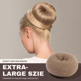Teenitor Hair Bun Shaper Set, 4pcs Hair Donut Bun Maker(Extra-large, Large, Medium, Small) with 20pcs Bobby Pins, Tan Brown