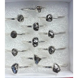 Natural Creations sterling silver stackable ring Size 4 Meteorite Raw