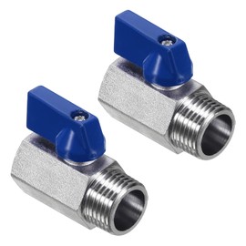 PATIKIL 1/2 NPT Brass Mini Ball Valve, 2 Pack NPT Female to Male Shut-Off Valve for Pipe Coupler Connector, Blue