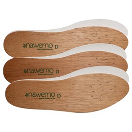 Nawemo Women's Cedar Wood Soles, Antibacterial Cedar Wood Insoles Against Sweat Feet, Foot Odour, Athlete's Foot and Nail Fungus, Thin Insoles, Brown, Size 3 EU, Pack of 3 / 3 Pairs, brown