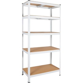 TREATLIFE HOME 5 Tier Laminated White Metal Shelving Unit - Your Ideal Multipurpose Storage Solution for Comfort and Organization 29" W x 12" D x 59" H