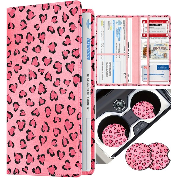 Slohif Car Registration and Insurance Card Holder - Leopard Vehicle